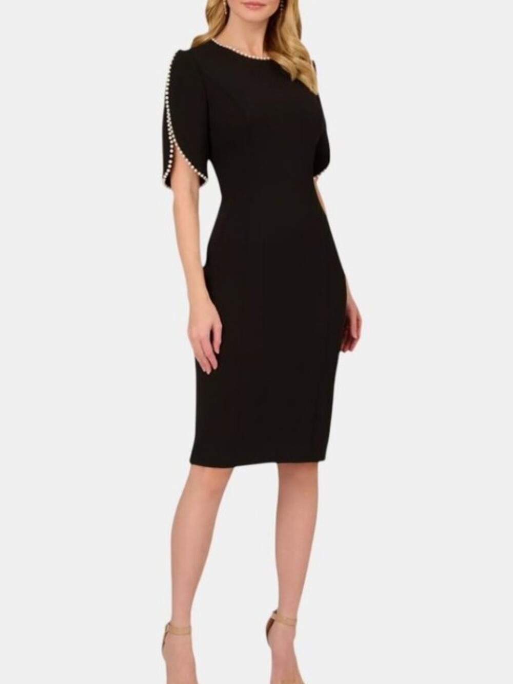 Adrianna Papell Imitation Pearl Detail Crepe Sheath Dress- NWT- US14